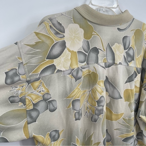 TOMMY BAHAMA Green Silk Blend Floral Polo Shirt Men's Size XL Short Sleeves - Picture 10 of 11
